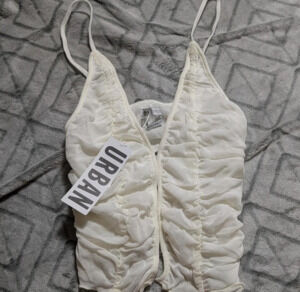 Urban Outfitters Sheer Ruched Hook and Eye Tank Top